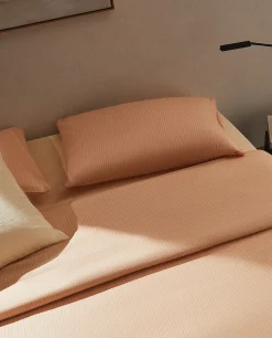 ZARA Home (300 Thread Count) Striped Washed Sateen Duvet Cover