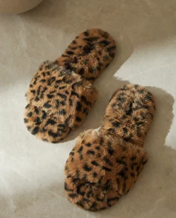 ZARA Home Animal Print Faux Fur Slippers