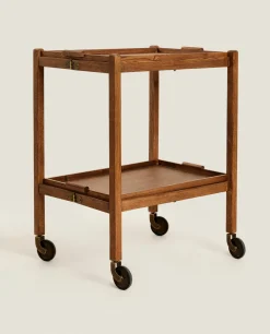 ZARA Home Ash Wood Folding Cart With Trays