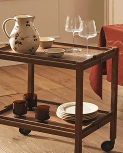 ZARA Home Ash Wood Folding Cart With Trays