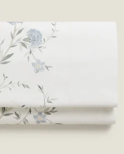 ZARA Home Blue Floral Print Flat Sheet