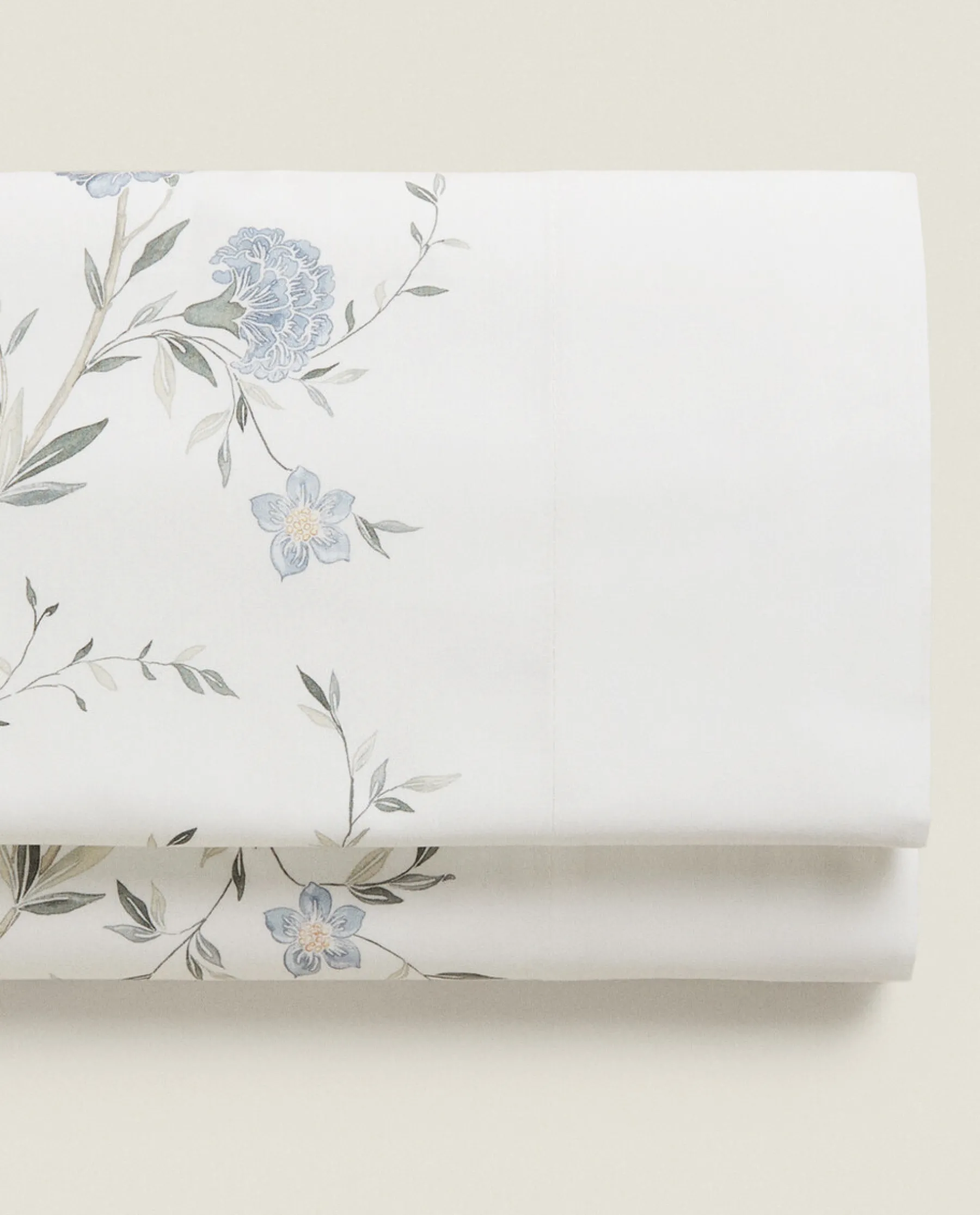 ZARA Home Blue Floral Print Flat Sheet
