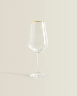 ZARA Home Bohemia Crystal Gold-Rimmed Wine Glass
