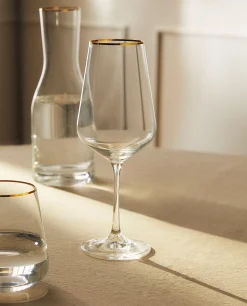 ZARA Home Bohemia Crystal Gold-Rimmed Wine Glass
