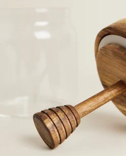 ZARA Home Borosilicate Glass And Wooden Honey Jar