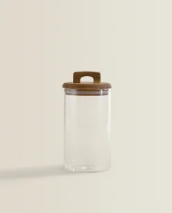 ZARA Home Borosilicate Glass And Wood Storage Jar