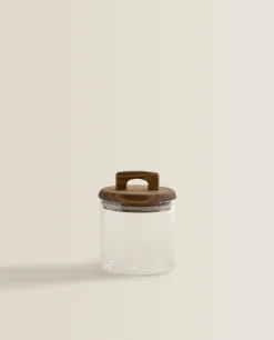 ZARA Home Borosilicate Glass And Wood Storage Jar