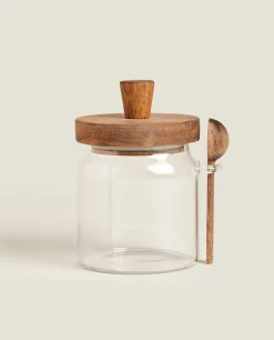 ZARA Home Borosilicate Glass And Wooden Sugar Bowl