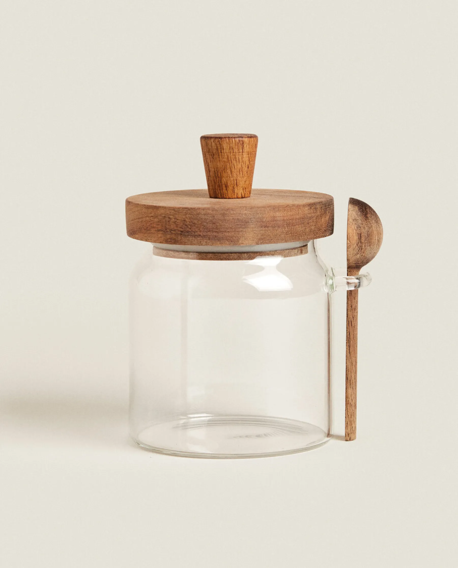ZARA Home Borosilicate Glass And Wooden Sugar Bowl