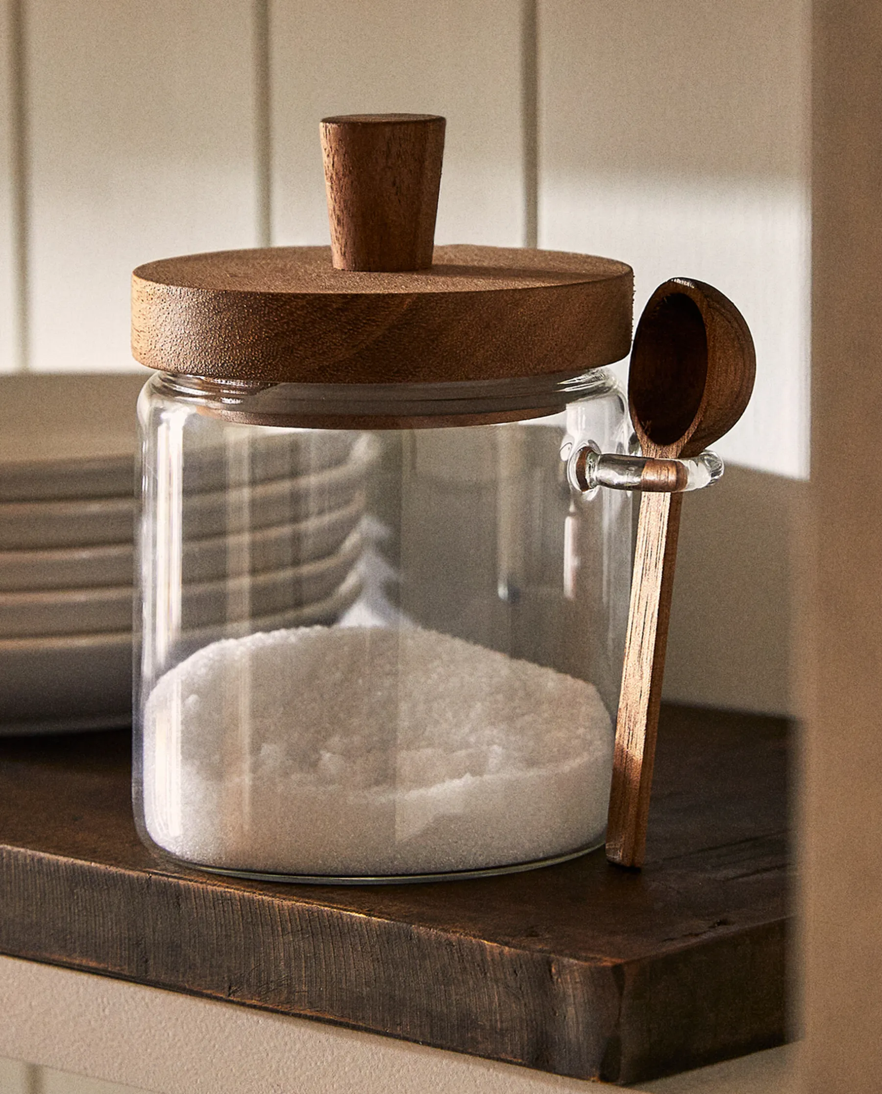 ZARA Home Borosilicate Glass And Wooden Sugar Bowl