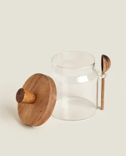 ZARA Home Borosilicate Glass And Wooden Sugar Bowl