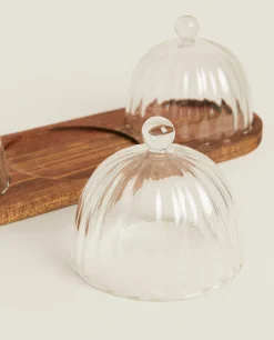 ZARA Home Borosilicate Glass And Wood Cake Plates