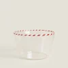 ZARA Home Borosilicate Glass Bowl With A Candy Cane Trim