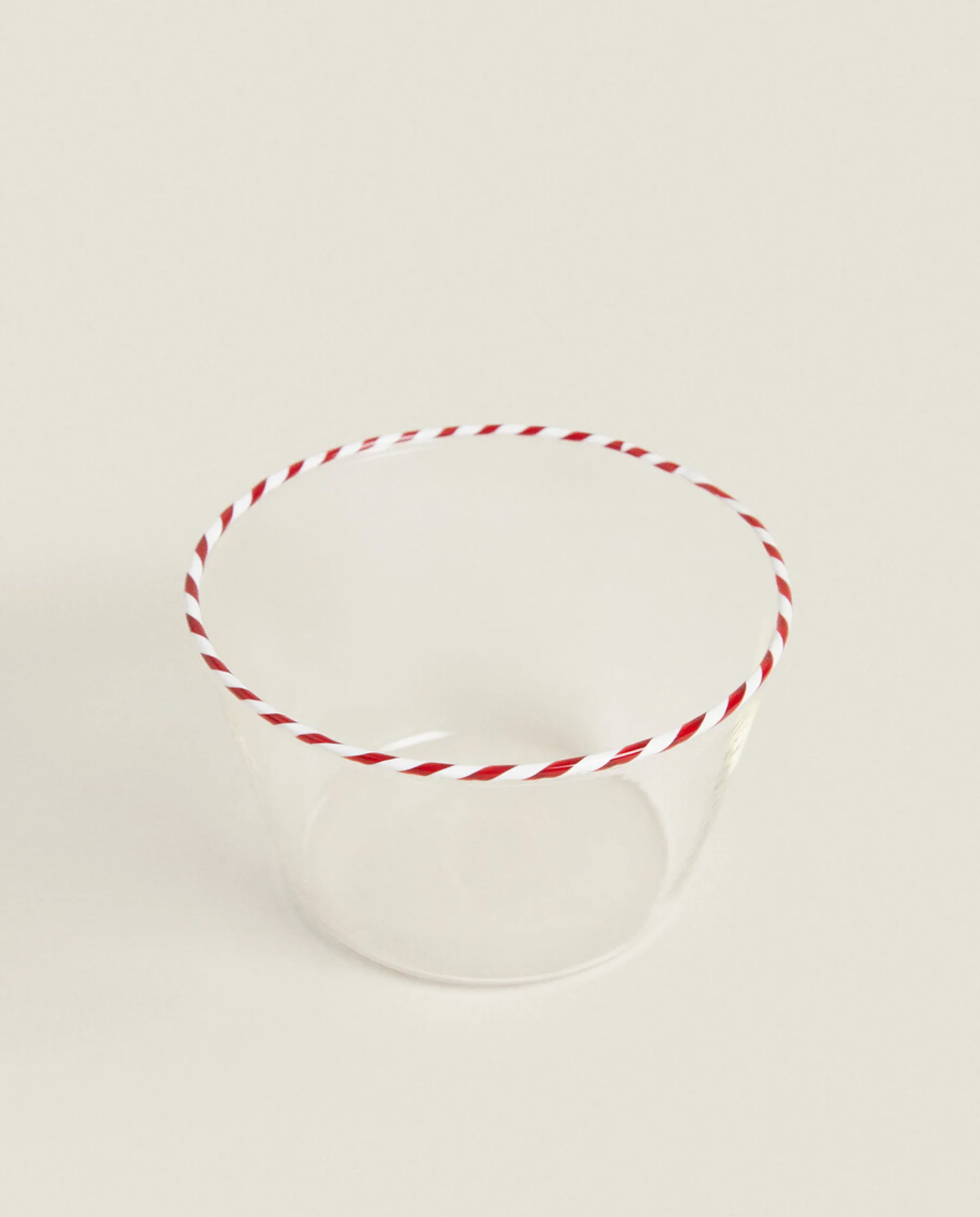 ZARA Home Borosilicate Glass Bowl With A Candy Cane Trim