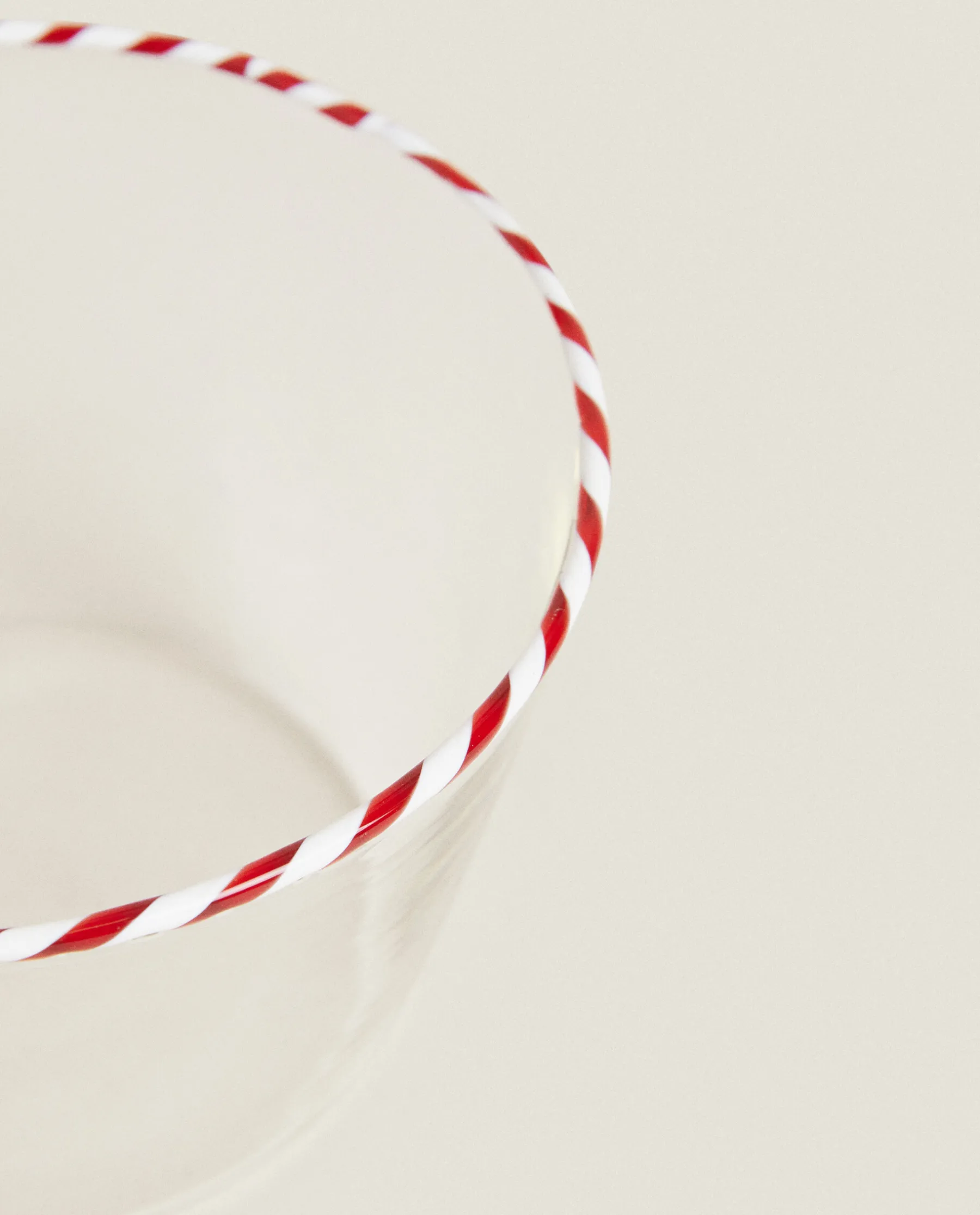 ZARA Home Borosilicate Glass Bowl With A Candy Cane Trim
