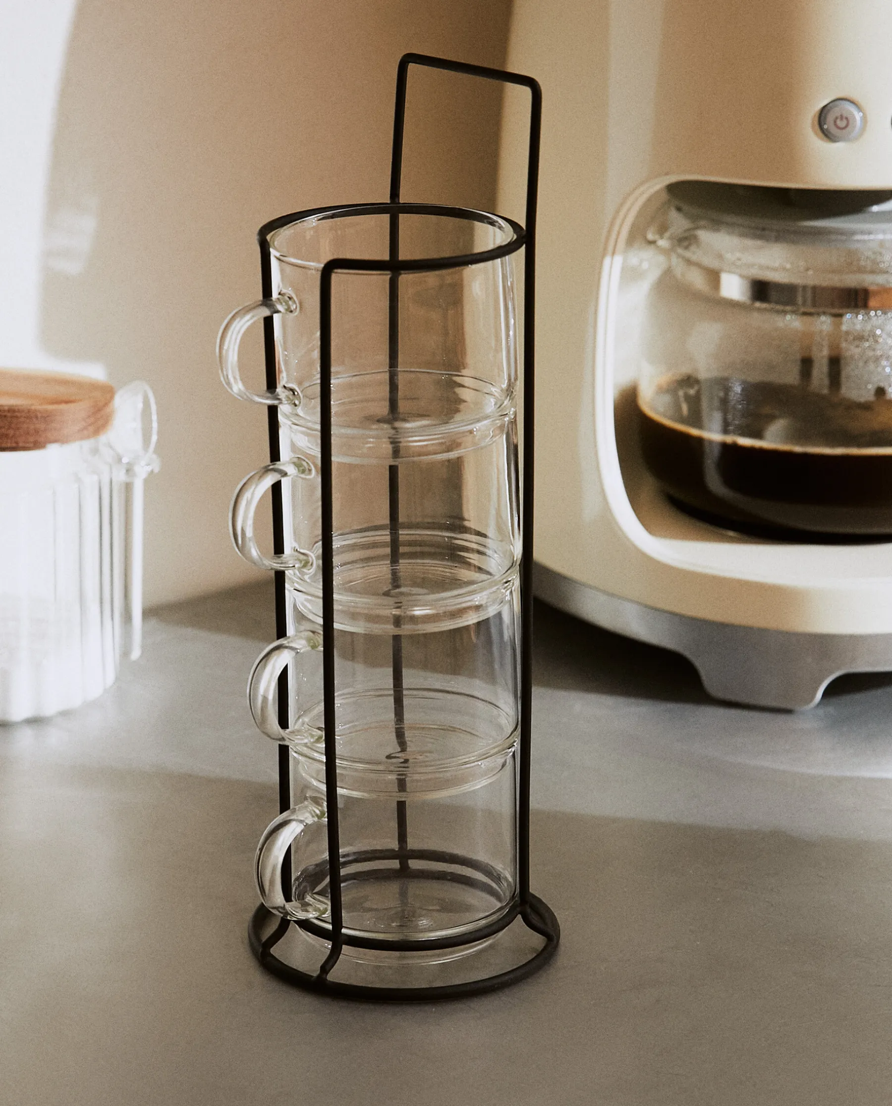 ZARA Home Borosilicate Glass Cup Tower (Set Of 4)
