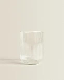 ZARA Home Borosilicate Glass Tumbler With Raised Lines
