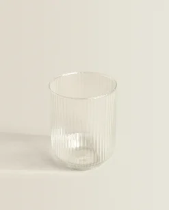 ZARA Home Borosilicate Glass Tumbler With Raised Lines
