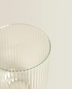 ZARA Home Borosilicate Glass Tumbler With Raised Lines