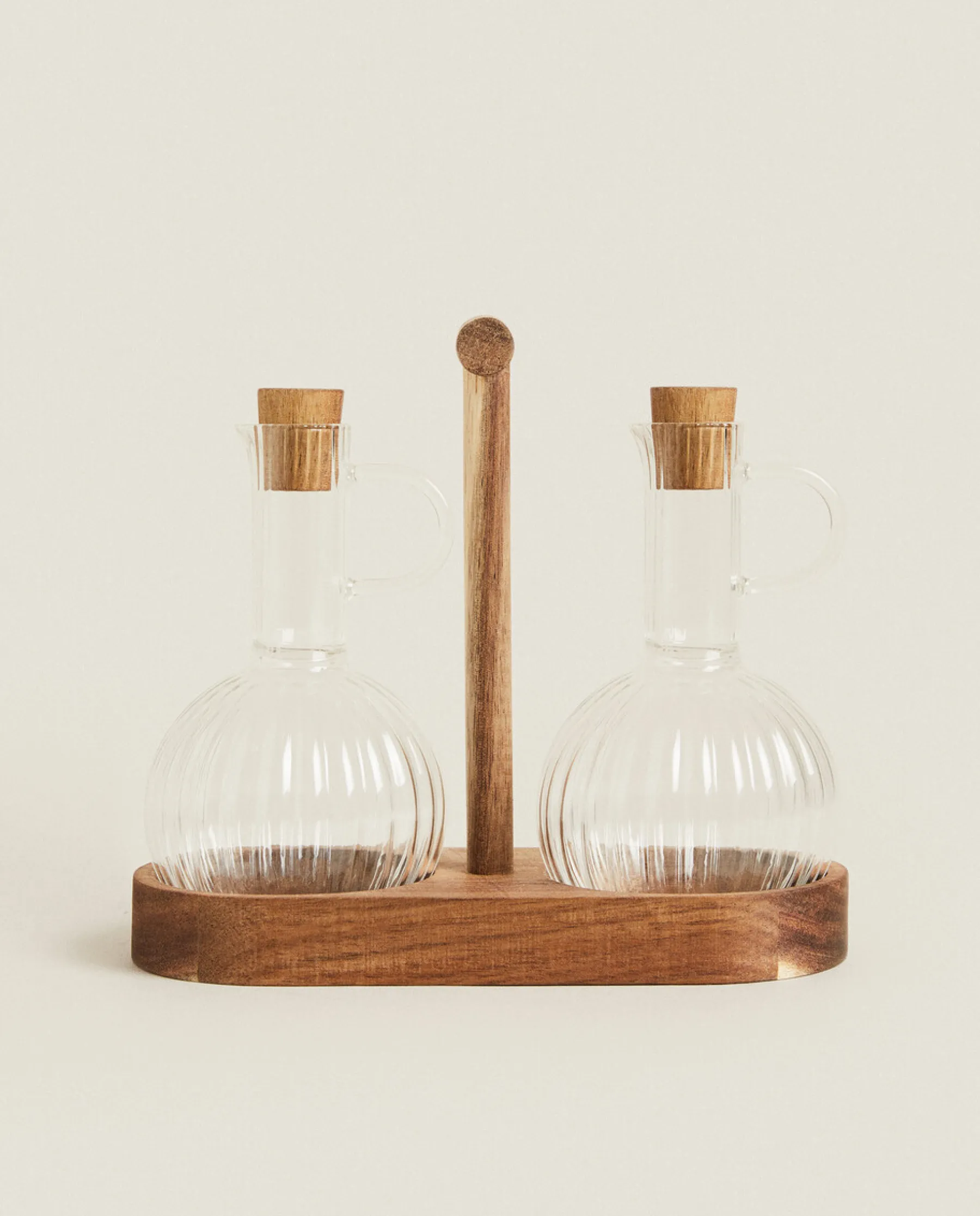 ZARA Home Bososilicate Glass And Wood Cruet Set