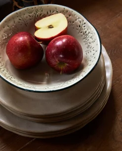 ZARA Home Bowl With Raised Floral Design For Christmas