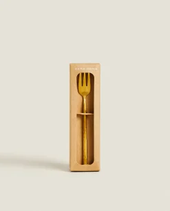 ZARA Home Box 4 Brunch Forks With Hammered Handle