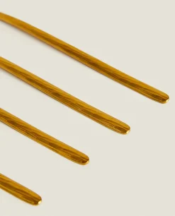 ZARA Home Box 4 Brunch Forks With Hammered Handle
