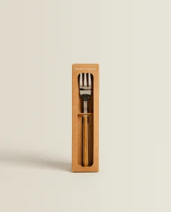 ZARA Home Box 4 Brunch Forks With Wood Pattern Handle