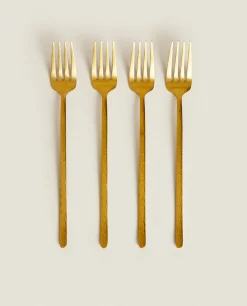 ZARA Home Box 4 Forks With Hammered Handle