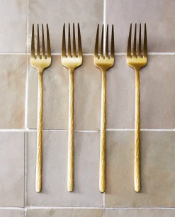 ZARA Home Box 4 Forks With Hammered Handle