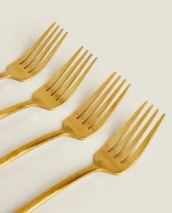 ZARA Home Box 4 Forks With Hammered Handle