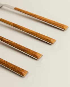 ZARA Home Box 4 Forks With Wood Pattern Handles