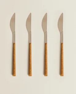 ZARA Home Box 4 Knives With Wood Pattern Handle