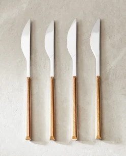 ZARA Home Box 4 Knives With Wood Pattern Handle