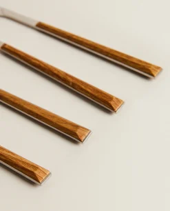 ZARA Home Box 4 Knives With Wood Pattern Handle