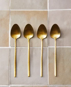 ZARA Home Box Of 4 Dessert Spoons With Hammered Handle