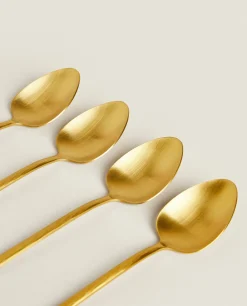 ZARA Home Box Of 4 Spoons With Hammered Handle