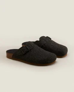 ZARA Home Buckled Felt Mule Clog Slippers