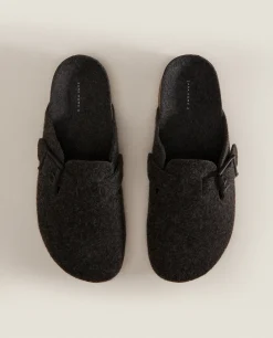 ZARA Home Buckled Felt Mule Clog Slippers