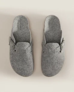 ZARA Home Buckled Felt Mule Clog Slippers