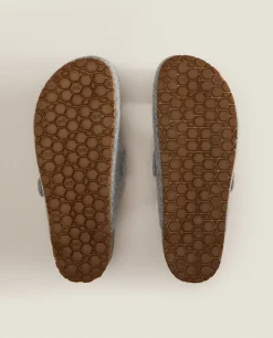 ZARA Home Buckled Felt Mule Clog Slippers