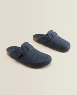 ZARA Home Buckled Felt Mule Clog Slippers