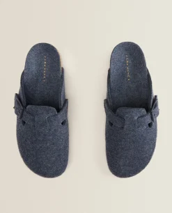 ZARA Home Buckled Felt Mule Clog Slippers