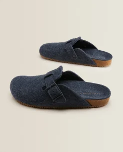 ZARA Home Buckled Felt Mule Clog Slippers