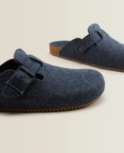 ZARA Home Buckled Felt Mule Clog Slippers