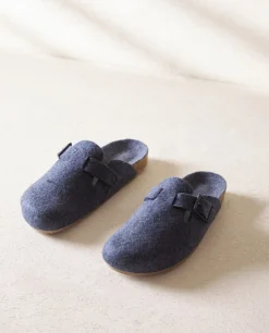 ZARA Home Buckled Felt Mule Clog Slippers
