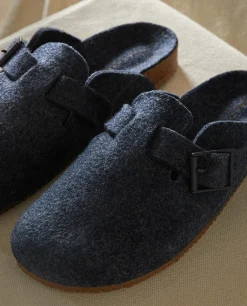 ZARA Home Buckled Felt Mule Clog Slippers