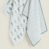 ZARA Home Check And Floral Print Cotton Tea Towel (Pack Of 2)
