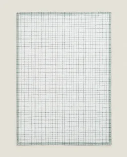 ZARA Home Check And Floral Print Cotton Tea Towel (Pack Of 2)