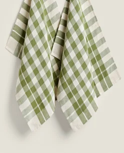 ZARA Home Check Waffle Kitchen Towel (Pack Of 2)